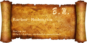 Barber Modeszta névjegykártya